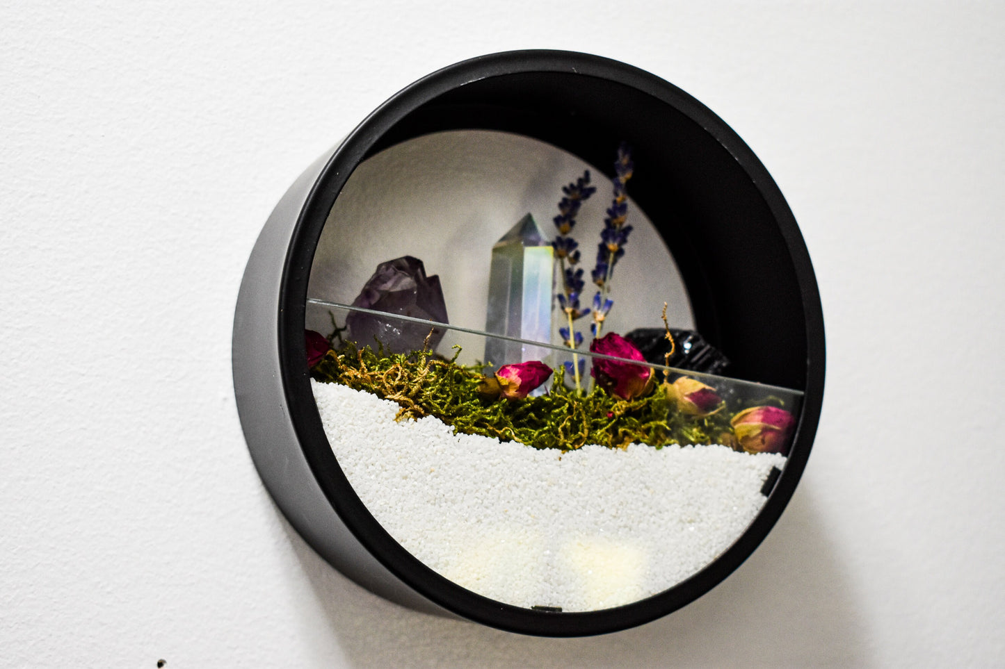Crystal Garden Wall Display Terrarium, Aura Quartz Points, Crystal Terrarium, Spell Garden, Crystal Garden, Elements, Unique Gift, Gifts