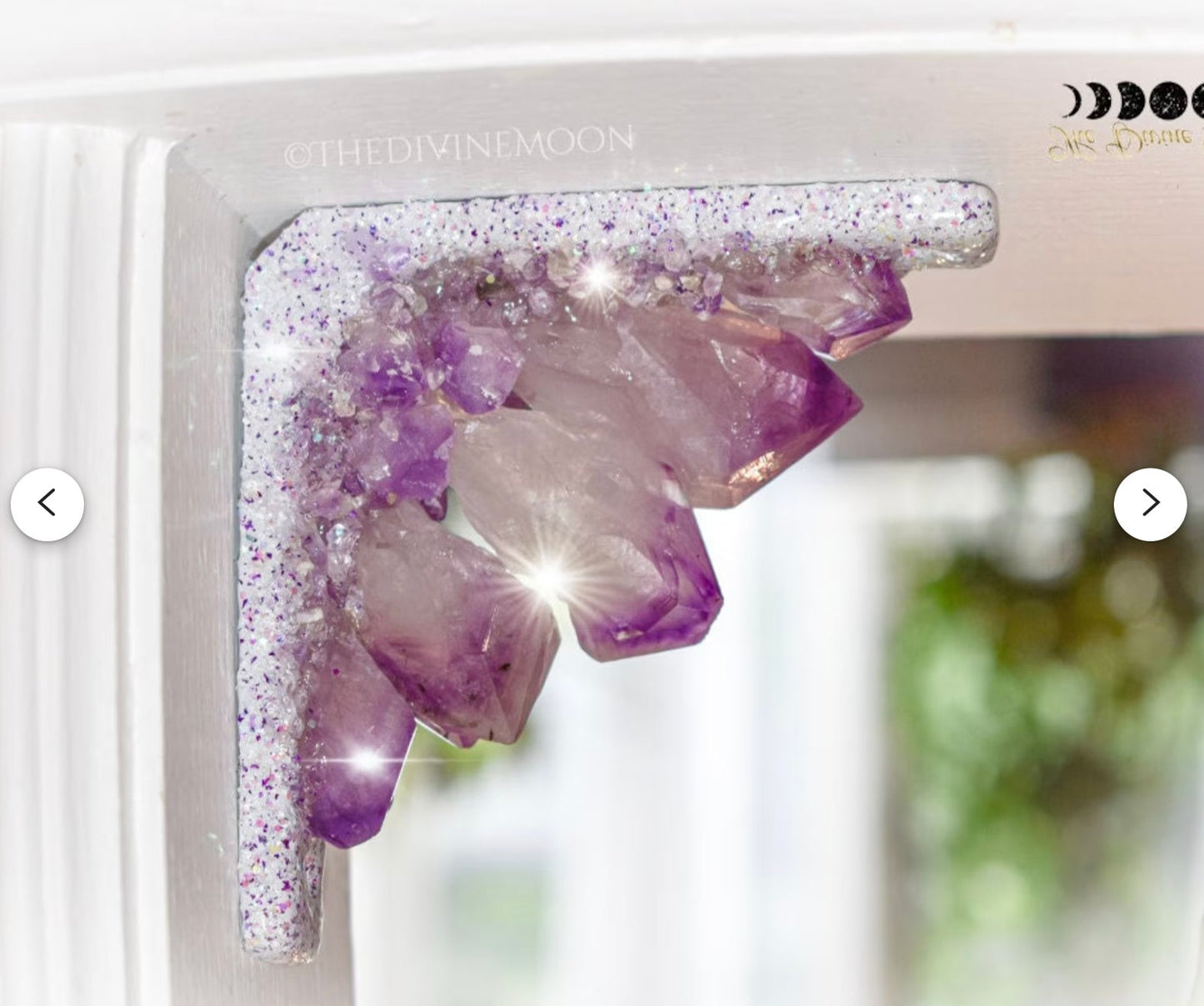 Amethyst Corner Crystal Decor – Doorway or Window Frame Display – One-of-a-Kind Home Accent – Purple Crystal Cluster Gift – Handmade
