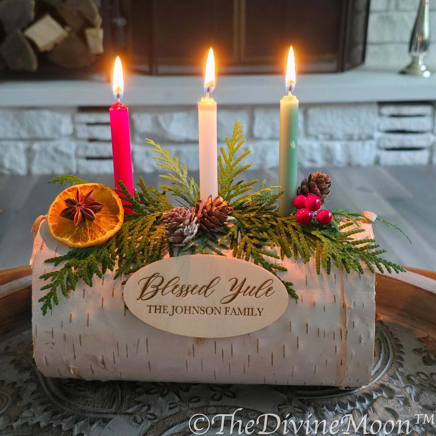 Yule Log Customized Real Birch - Yule Holiday - Christmas Log