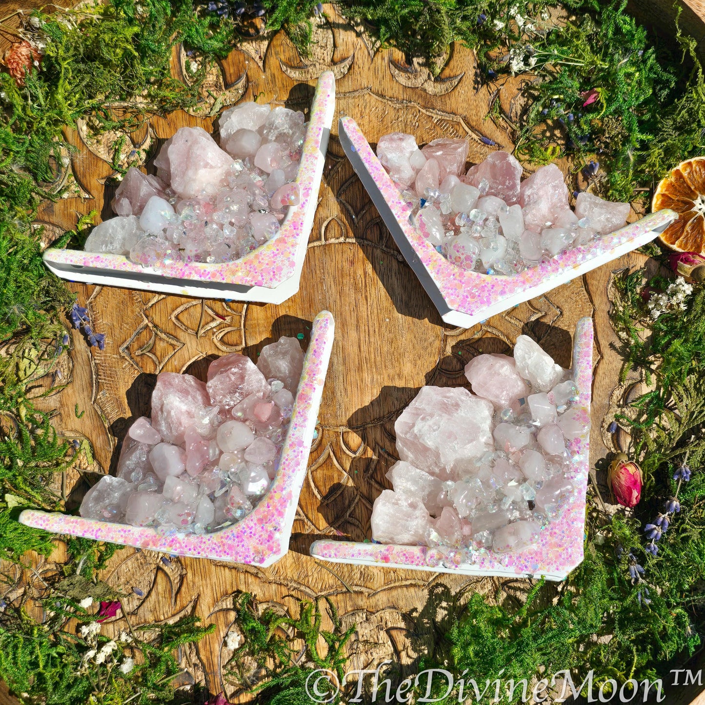 Rose Quartz Corner Crystal Decor – Doorway or Window Frame Display – Raw Chunky Rose Quartz Gift – Pink Crystal Cluster – Handmade Accent