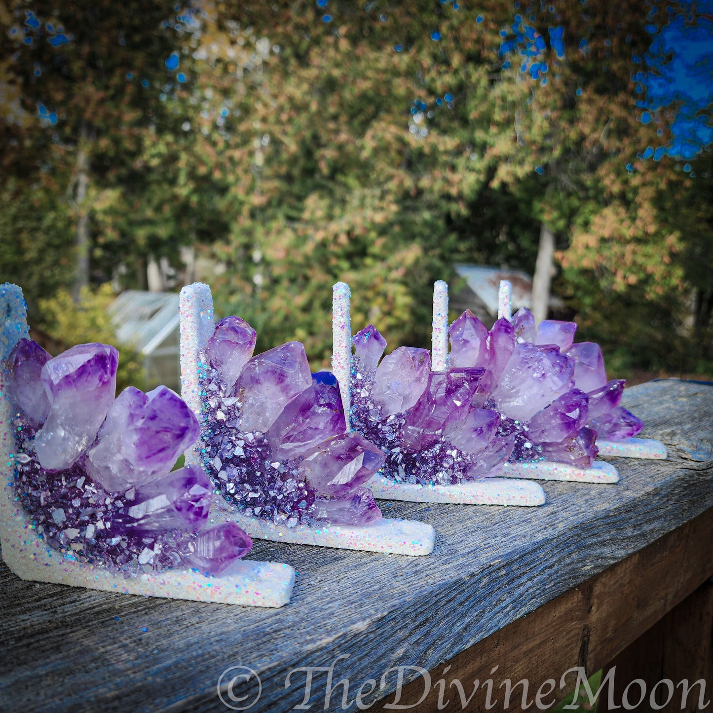 Amethyst Corner Crystal Decor – Doorway or Window Frame Display – One-of-a-Kind Home Accent – Purple Crystal Cluster Gift – Handmade