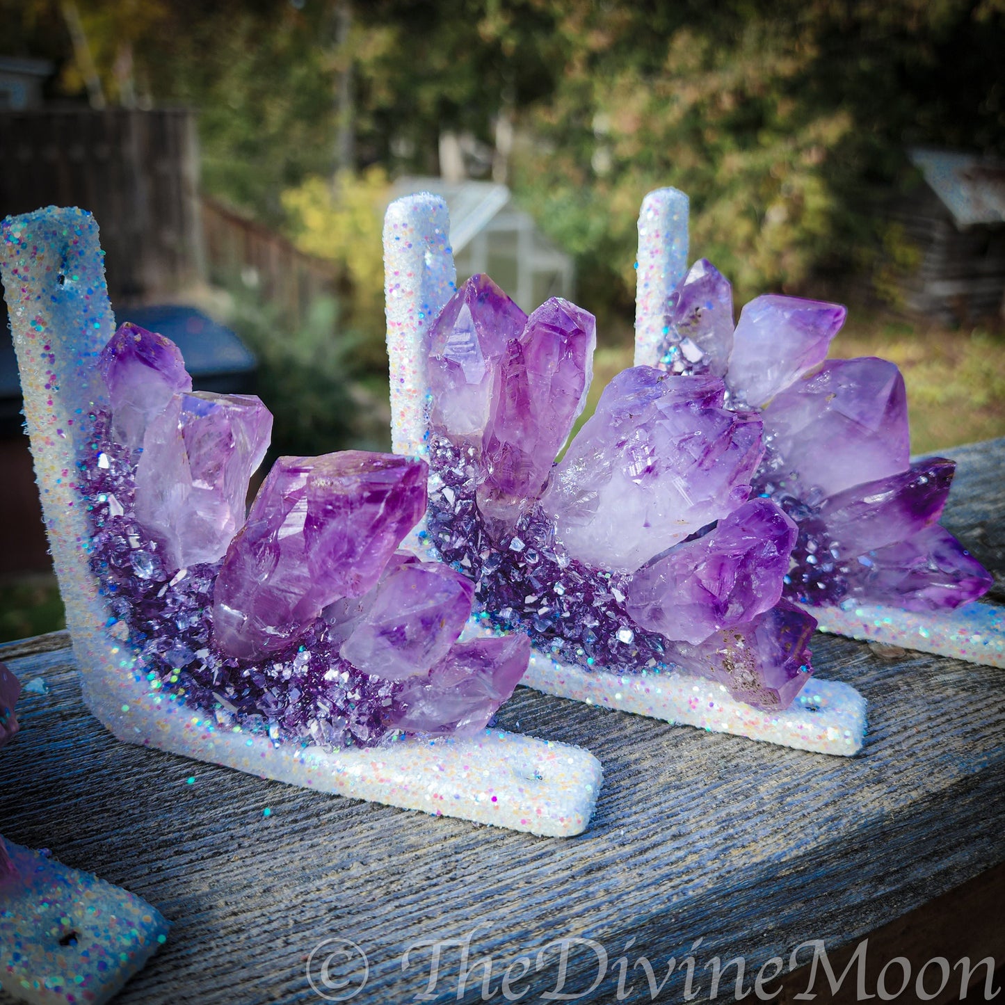 Amethyst Corner Crystal Decor – Doorway or Window Frame Display – One-of-a-Kind Home Accent – Purple Crystal Cluster Gift – Handmade