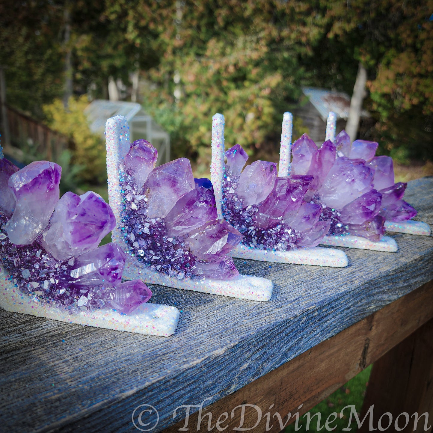 Amethyst Corner Crystal Decor – Doorway or Window Frame Display – One-of-a-Kind Home Accent – Purple Crystal Cluster Gift – Handmade