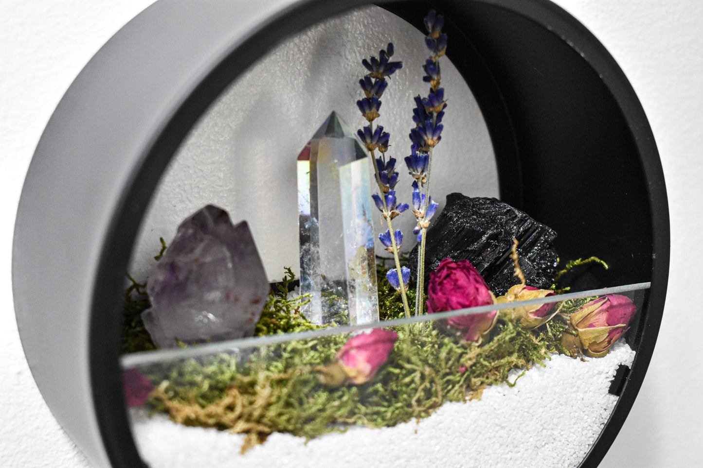 Crystal Garden Wall Display Terrarium, Aura Quartz Points, Crystal Terrarium, Spell Garden, Crystal Garden, Elements, Unique Gift, Gifts
