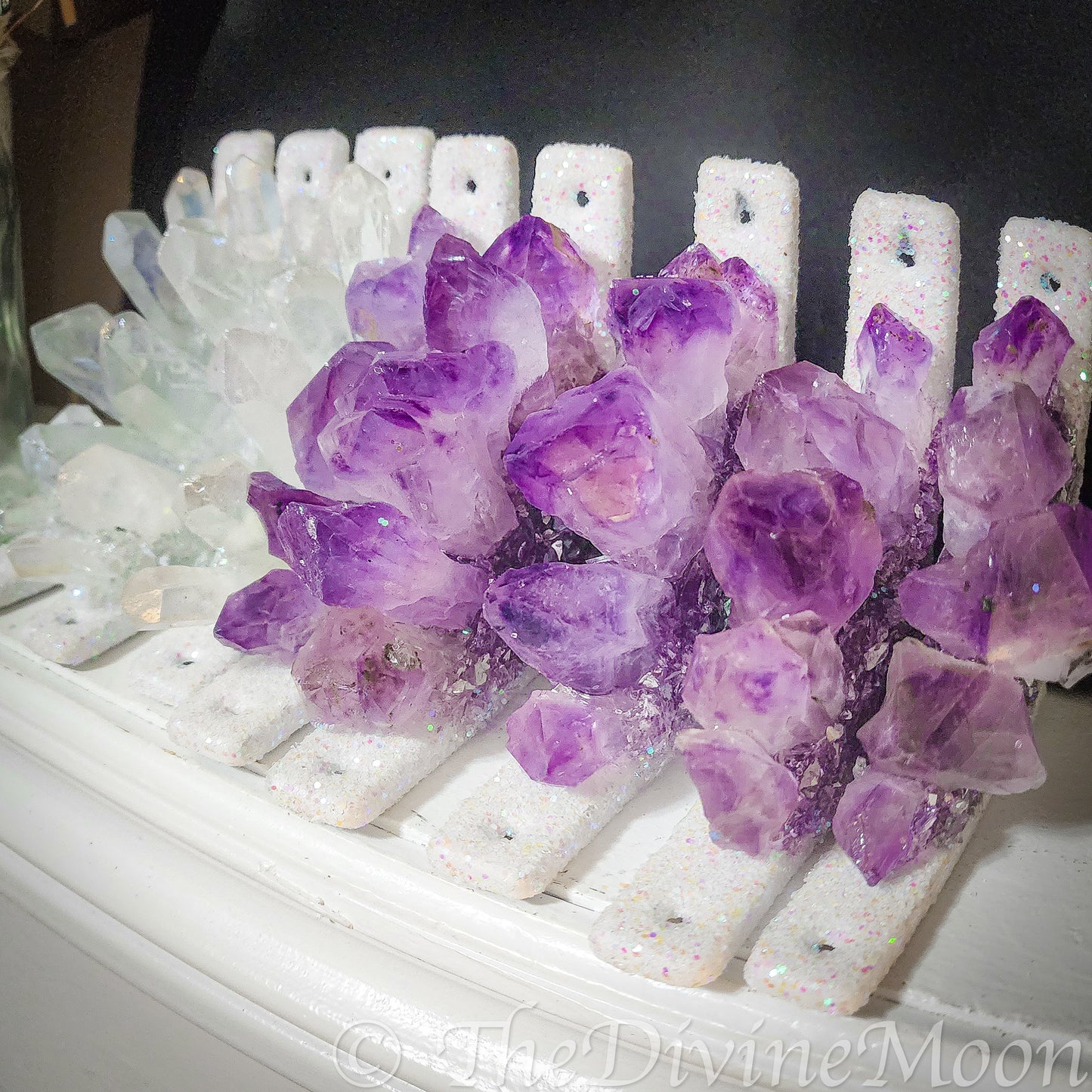 Amethyst Corner Crystal Decor – Doorway or Window Frame Display – One-of-a-Kind Home Accent – Purple Crystal Cluster Gift – Handmade