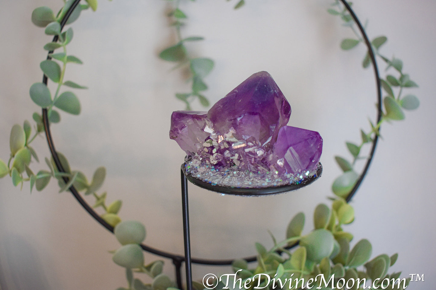 Crystal Cluster Plant Stake - Fairy Garden Decor - Enchanting Plant Decor - Crystal Decor - Decorative Plant Stake, Aura Quartz, Amethyst