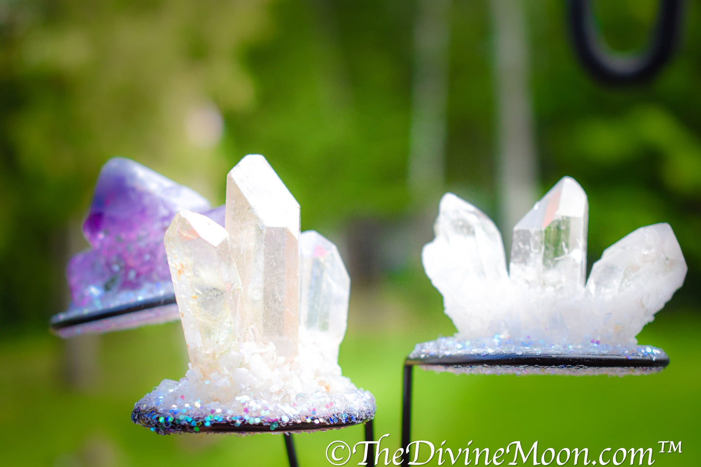 Crystal Cluster Plant Stake - Fairy Garden Decor - Enchanting Plant Decor - Crystal Decor - Decorative Plant Stake, Aura Quartz, Amethyst