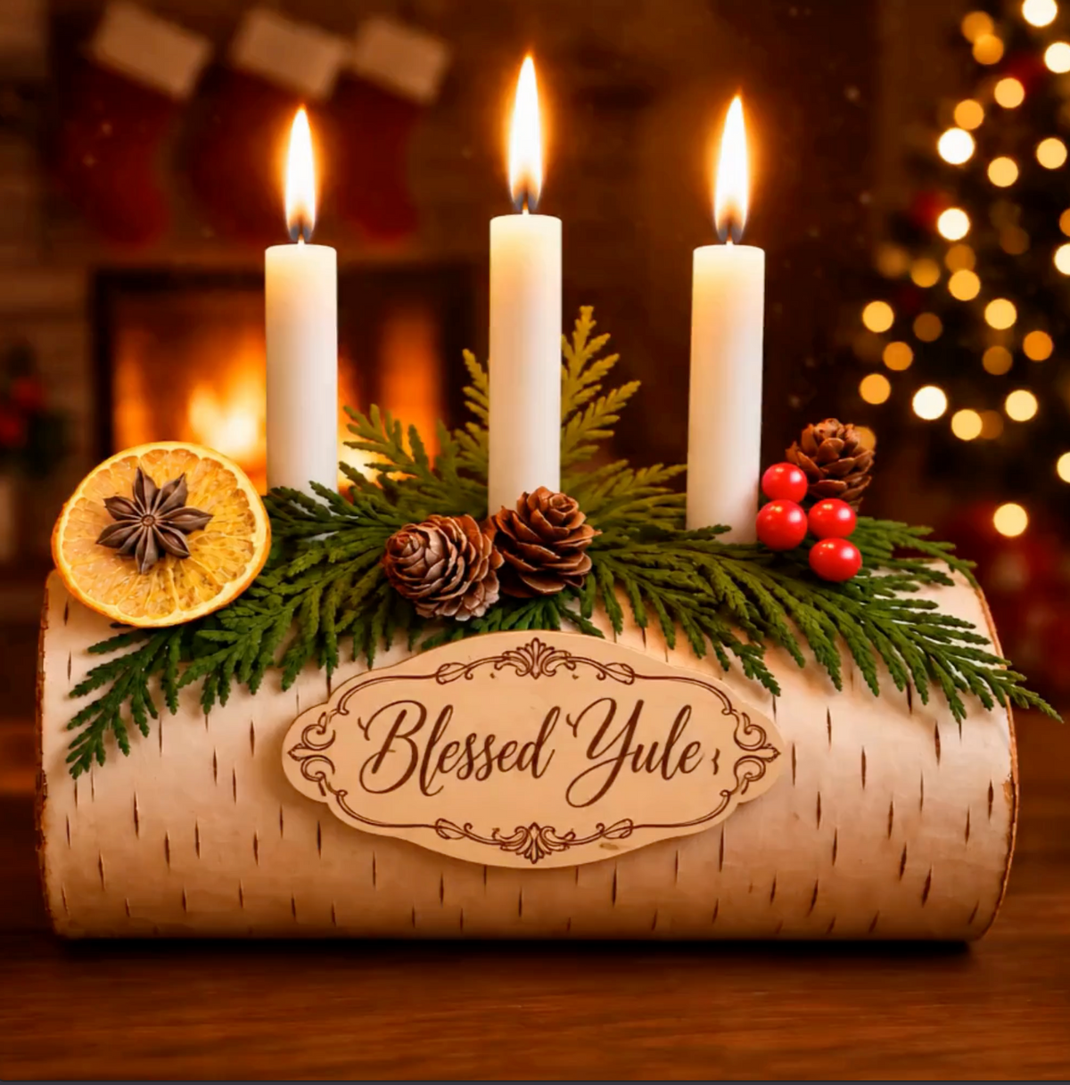 Yule Log Customized Real Birch - Yule Holiday - Christmas Log
