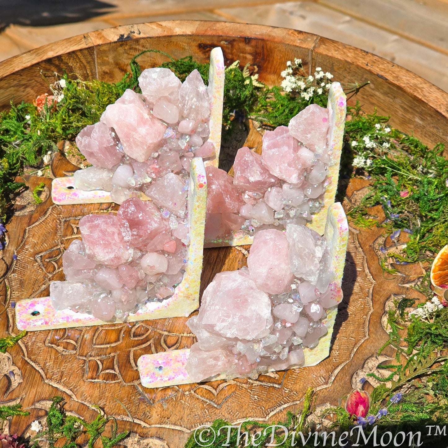 Rose Quartz Corner Crystal Decor – Doorway or Window Frame Display – Raw Chunky Rose Quartz Gift – Pink Crystal Cluster – Handmade Accent