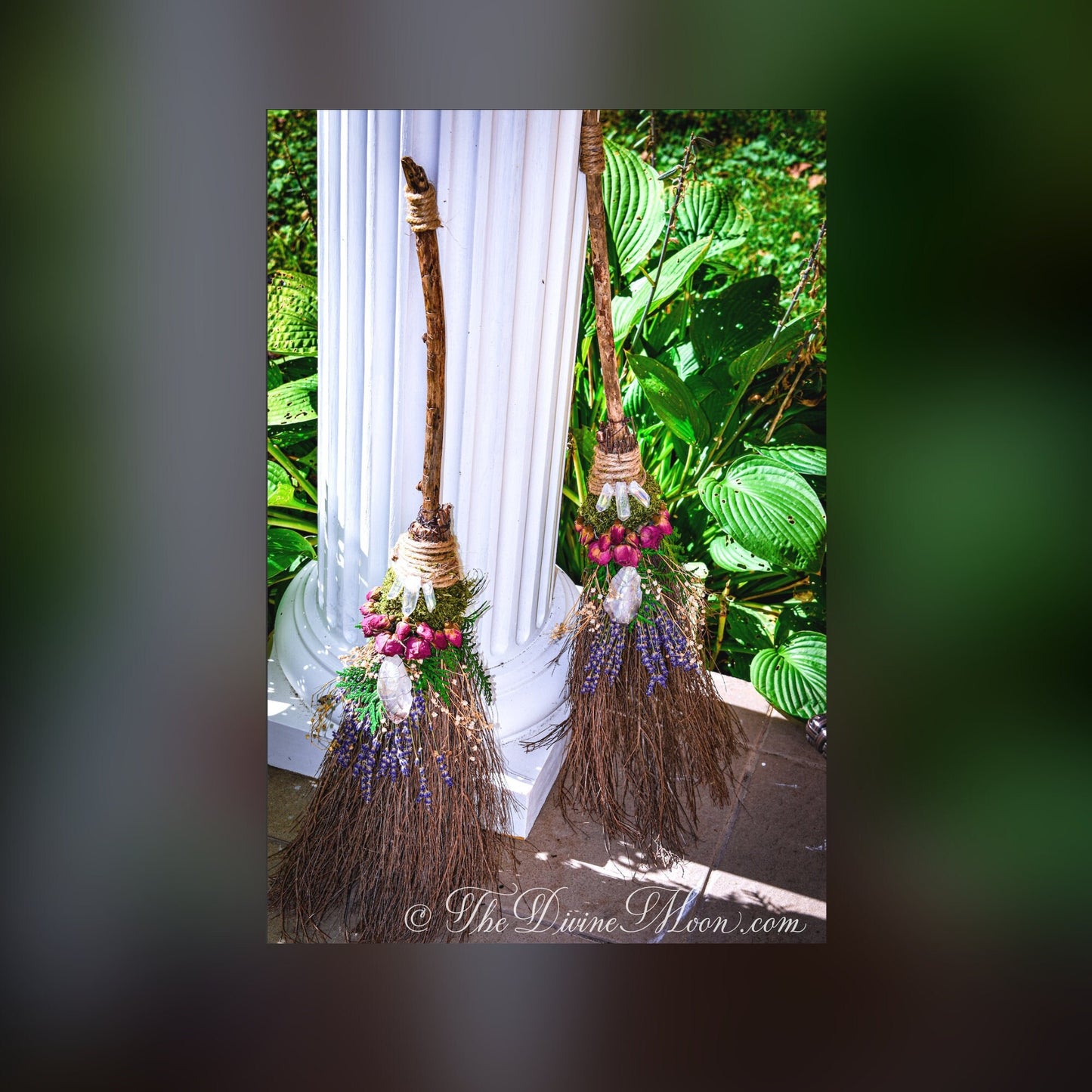 Life Size Crystal Witch's Altar Cinnamon Broom / Besom, Real Handle, Protection & Warding, Altar Protection, Wicca Spells, Quartz, Good Luck, Quartz Point