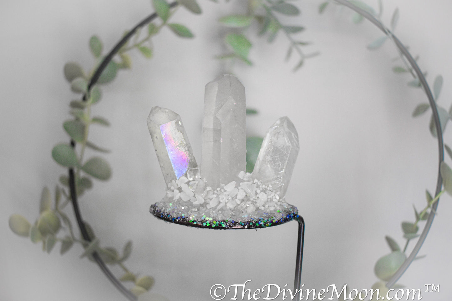 Crystal Cluster Plant Stake - Fairy Garden Decor - Enchanting Plant Decor - Crystal Decor - Decorative Plant Stake, Aura Quartz, Amethyst