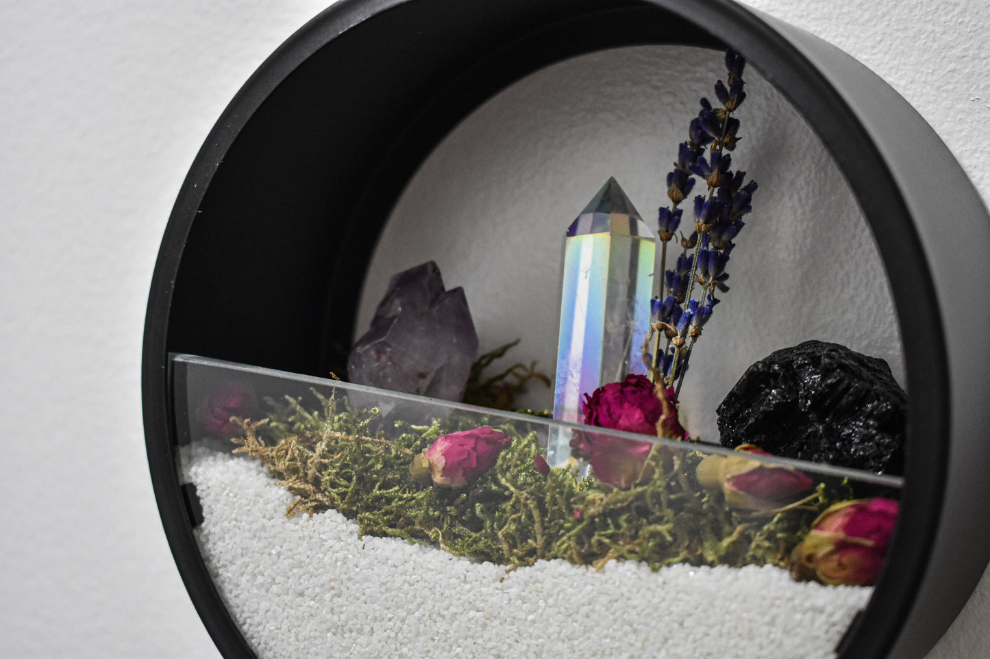 Crystal Garden Wall Display Terrarium, Aura Quartz Points, Crystal Terrarium, Spell Garden, Crystal Garden, Elements, Unique Gift, Gifts