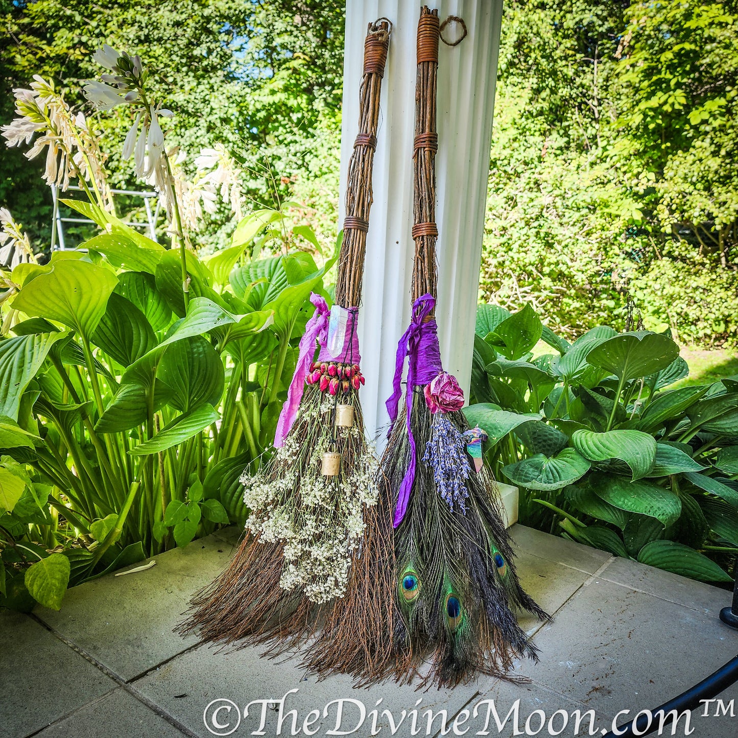 Life Size Crystal Altar Witch Broom / Besom, Protection, Warding, Altar Protection, Rainbow Aura Quartz, Jump the Broom, Halloween, Witch