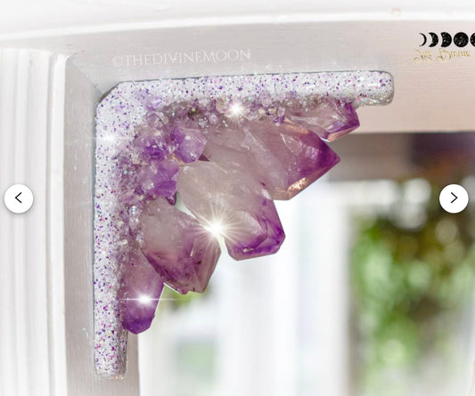 Amethyst Corner Crystal Decor – Doorway or Window Frame Display – One-of-a-Kind Home Accent – Purple Crystal Cluster Gift – Handmade