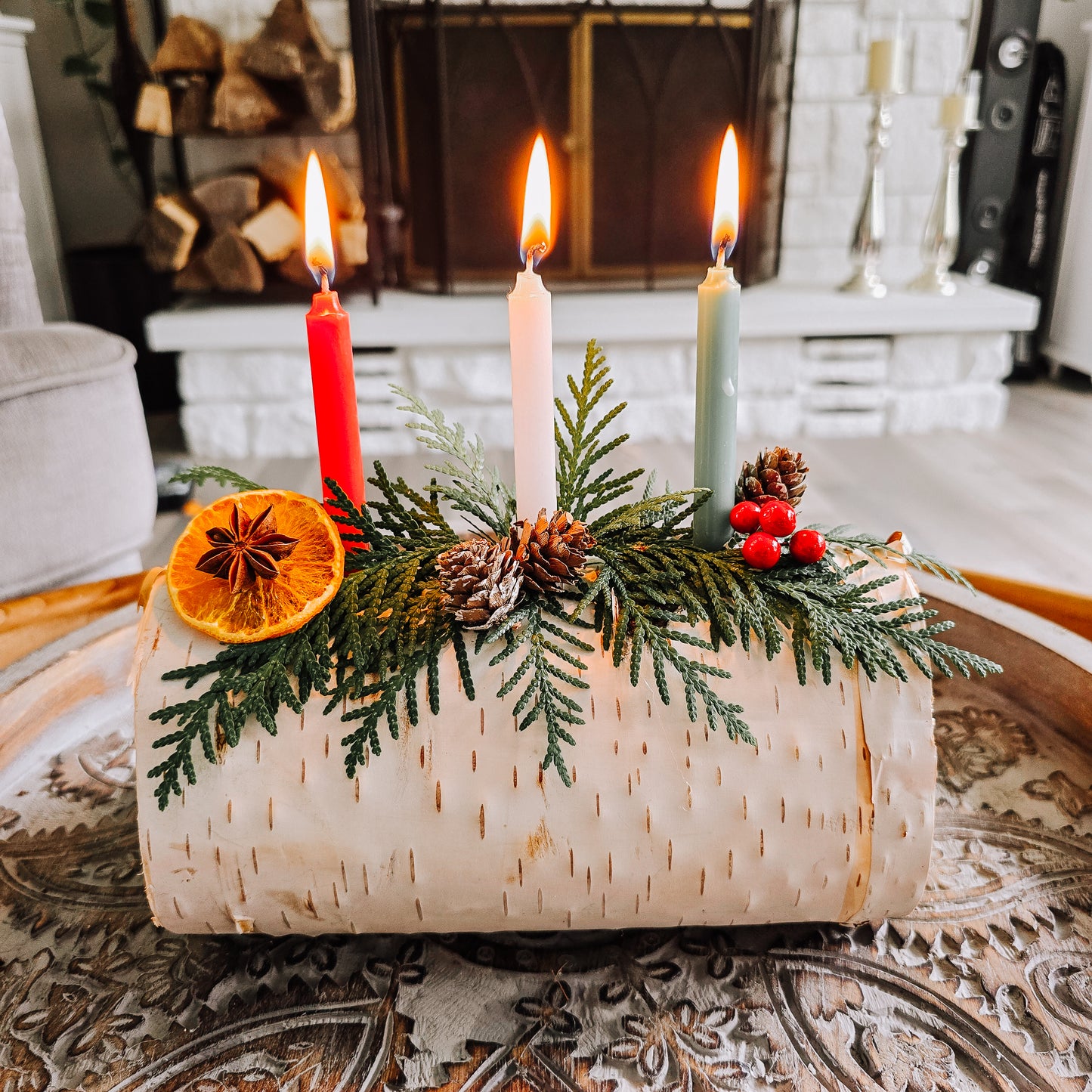 Yule Log Real Birch- Yule Holiday - Home Blessing Log