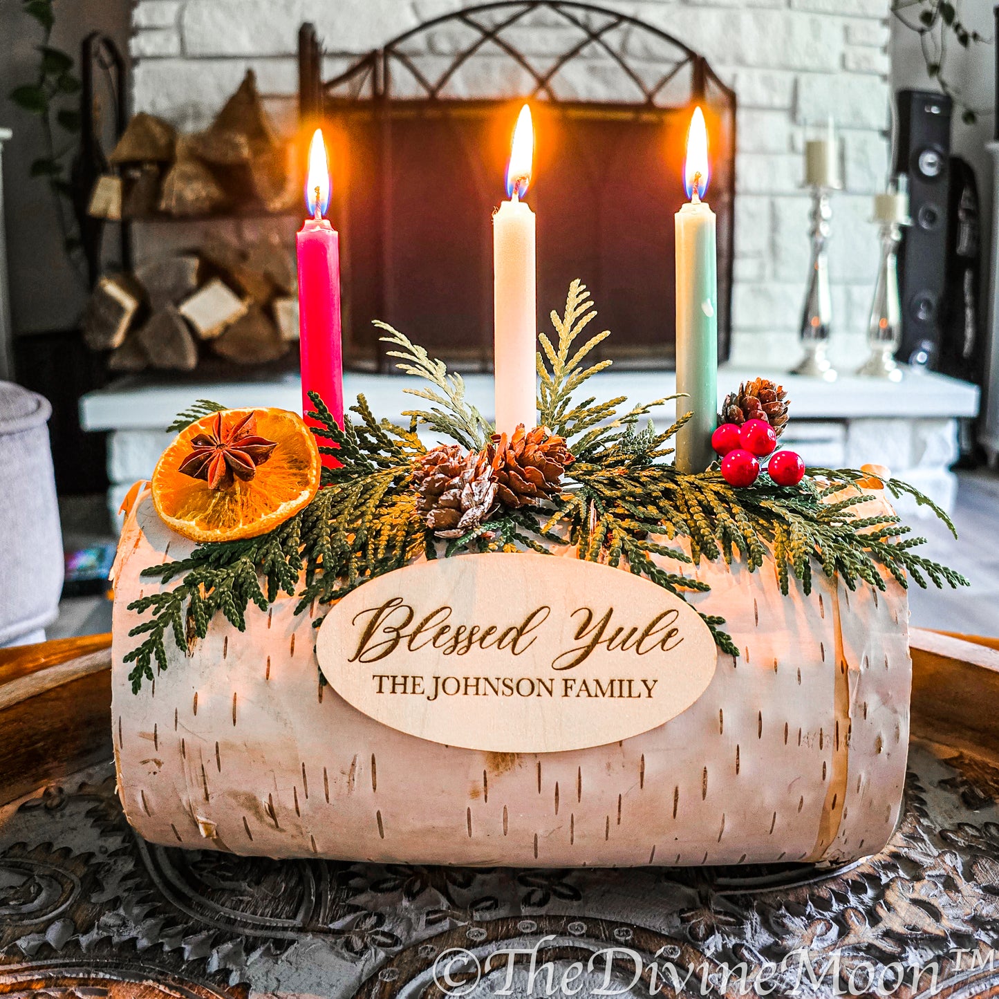 Yule Log Customized Real Birch - Yule Holiday - Christmas Log
