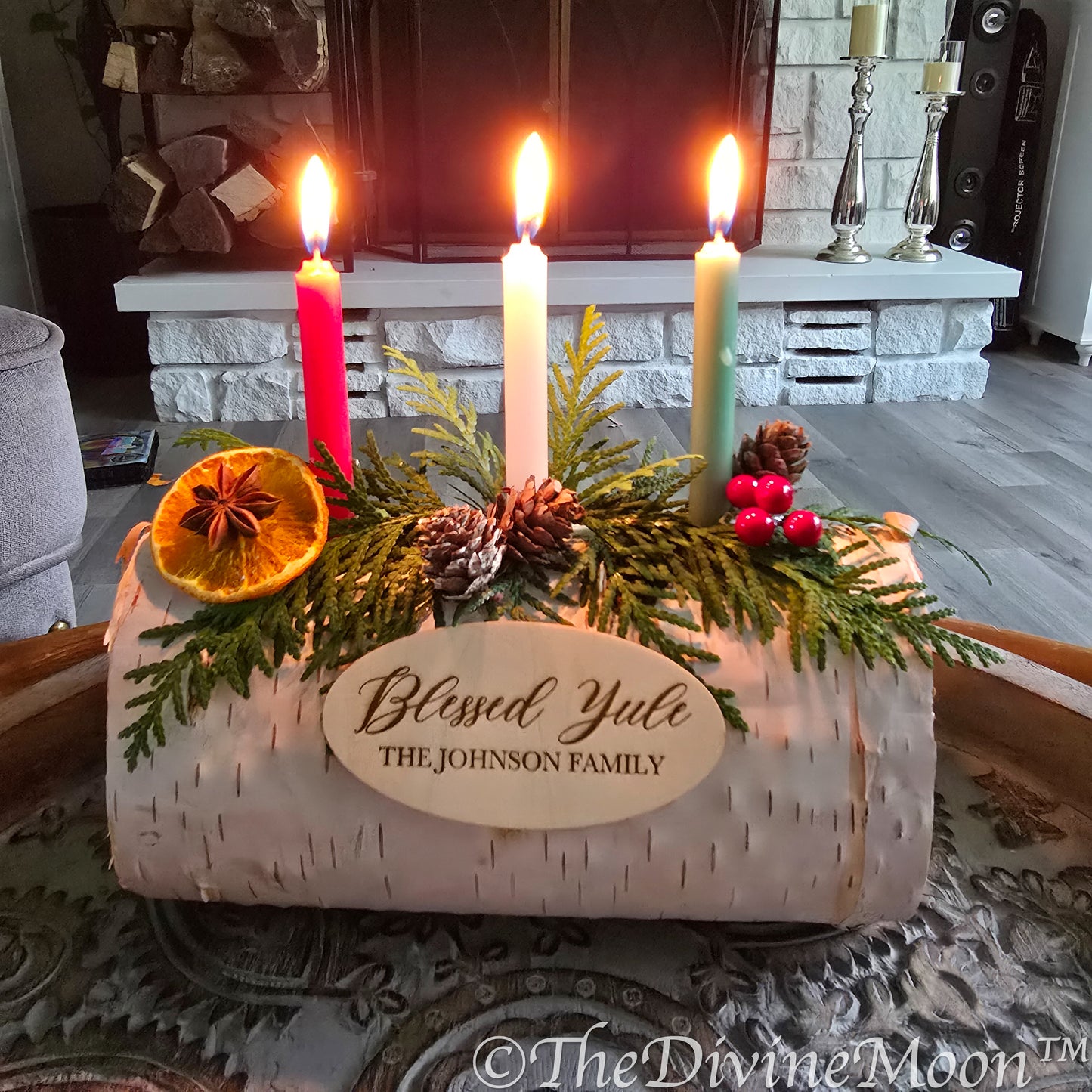 Yule Log Customized Real Birch - Yule Holiday - Christmas Log