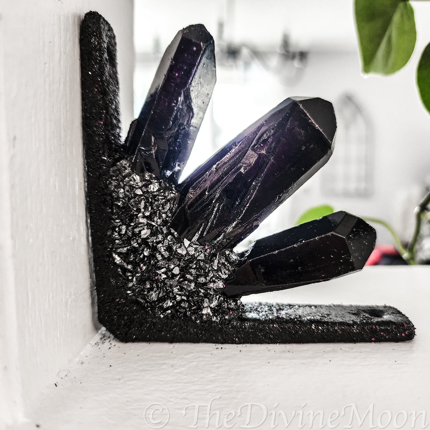 Obsidian Crystal Cluster for Corner way, Crystal Corner, Doorway Corner Decor, Window Decor, Unique, Gifts one of a kind, Crystal Decor,