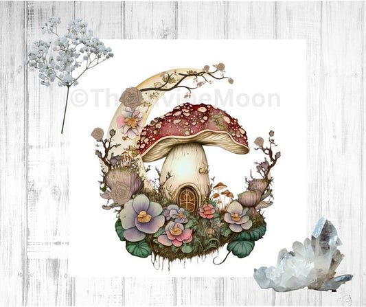 Mushroom Moon "Mushmoon" Art Print Art Print Collection by The Divine Moon - Digital Art - Wall Decor - Metaphysical - Single Print