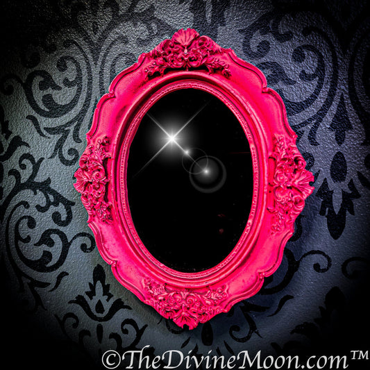 Pink Antique Vintage Scrying Mirror - V10P