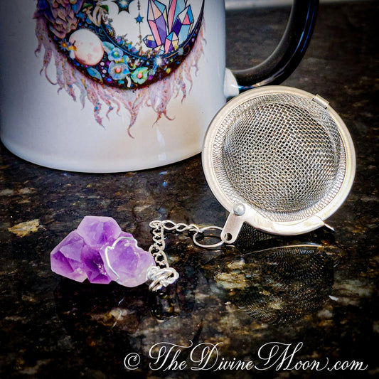 Amethyst Crystal Tea Infuser - Loose Leaf Tea Steeper Tea Strainer -Raw Crystal Tea Ball - Raw stone tea steeper - Gemstone Tea Infuser