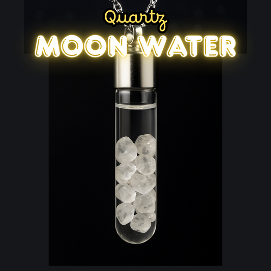 Quartz Moon Water Pendant Necklace with Silver Chain