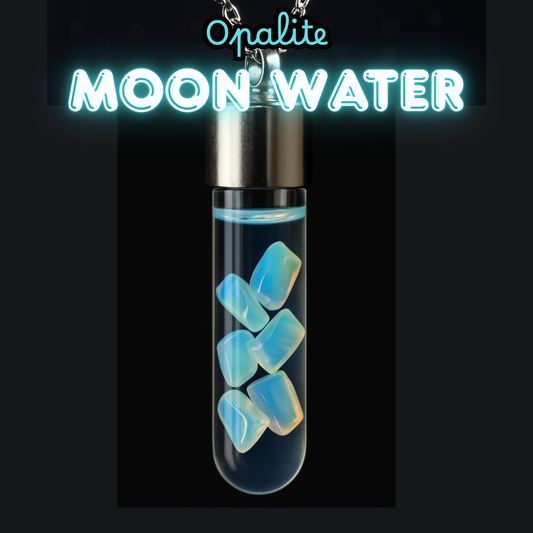 Opalite Moon Water Pendant Necklace with Silver Chain