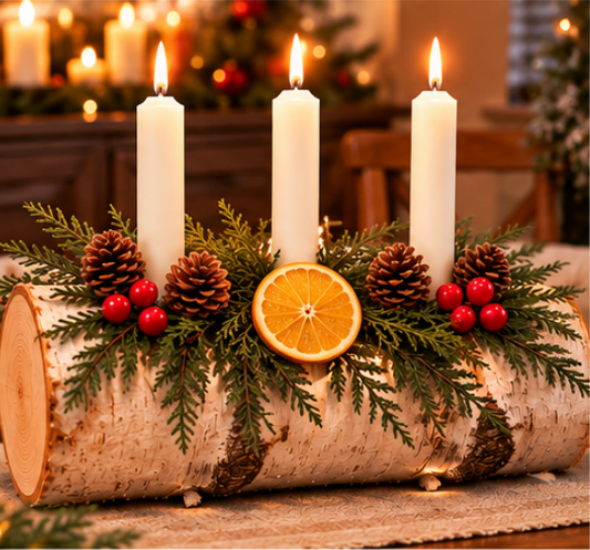 Yule Log Real Birch- Yule Holiday - Home Blessing Log Version 2