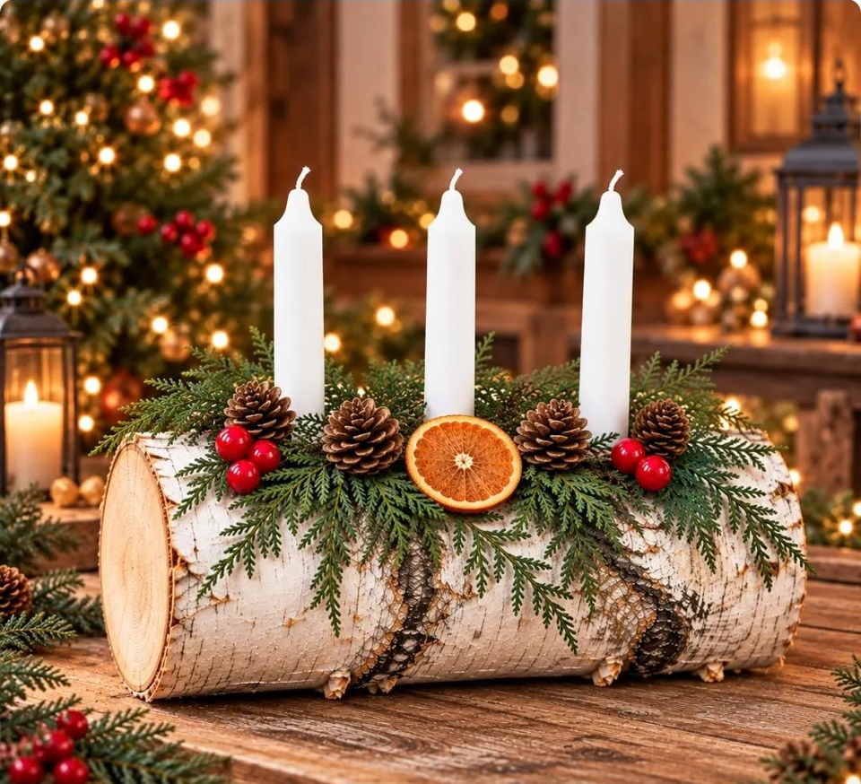 Yule Log Real Birch- Yule Holiday - Home Blessing Log Version 2