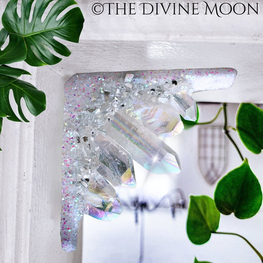 Aura Quartz Crystal Cluster for Corner way, Crystal Corner, Doorway Corner Decor, Window Decor, Unique, Gifts one of a kind, Crystal Decor
