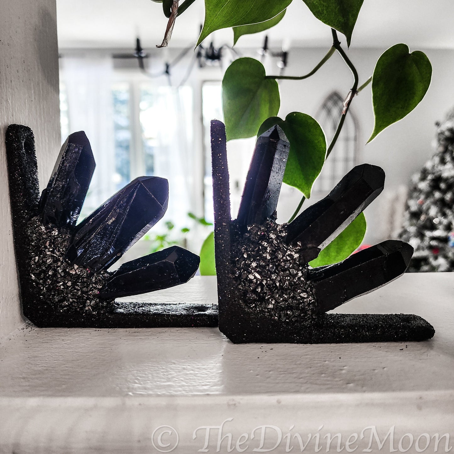 Obsidian Crystal Cluster for Corner way, Crystal Corner, Doorway Corner Decor, Window Decor, Unique, Gifts one of a kind, Crystal Decor,