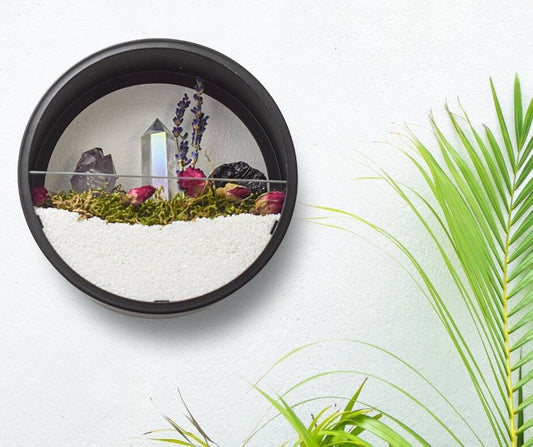 Crystal Garden Wall Display Terrarium, Aura Quartz Points, Crystal Terrarium, Spell Garden, Crystal Garden, Elements, Unique Gift, Gifts