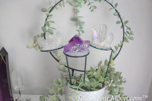 Crystal Cluster Plant Stake - Fairy Garden Decor - Enchanting Plant Decor - Crystal Decor - Decorative Plant Stake, Aura Quartz, Amethyst