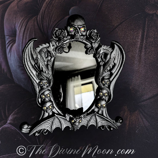 Gothic Skull Vintage Style Scrying Mirror - V1SKULL