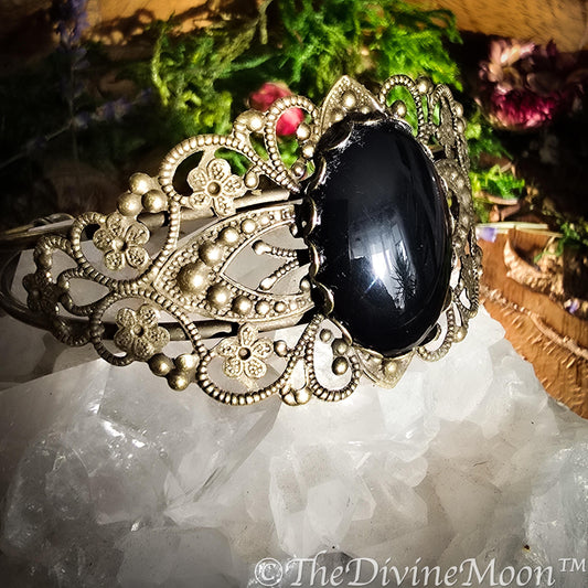 Antique Vintage Scrying Mirror Brass Bracelet - Bangle - Fortune Telling - Psychic - Divination - Scrying Tool - Witchy Gift - Gift - Divine